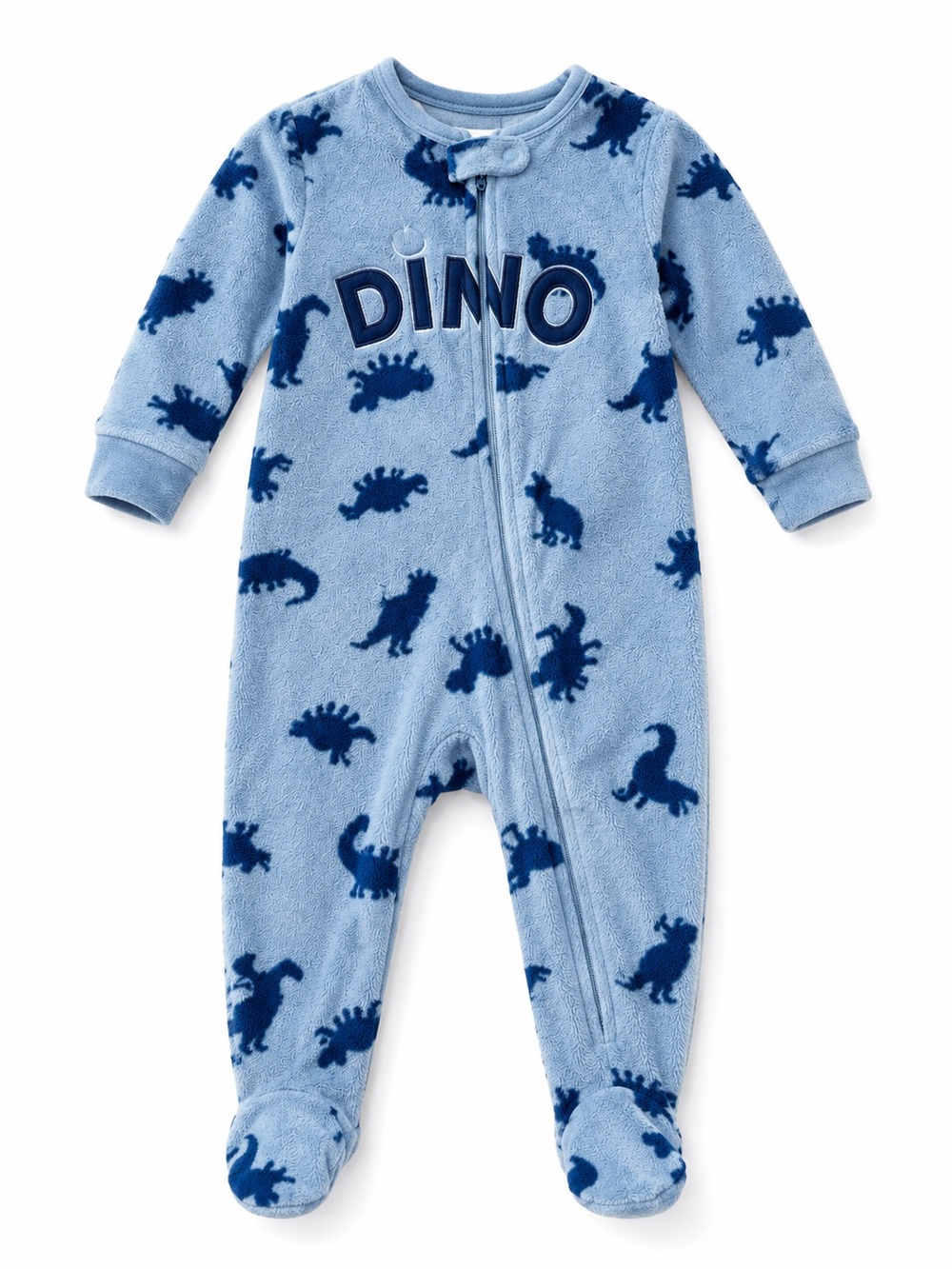 Carter's Light Blue Fleece Dino Footed One-Piece